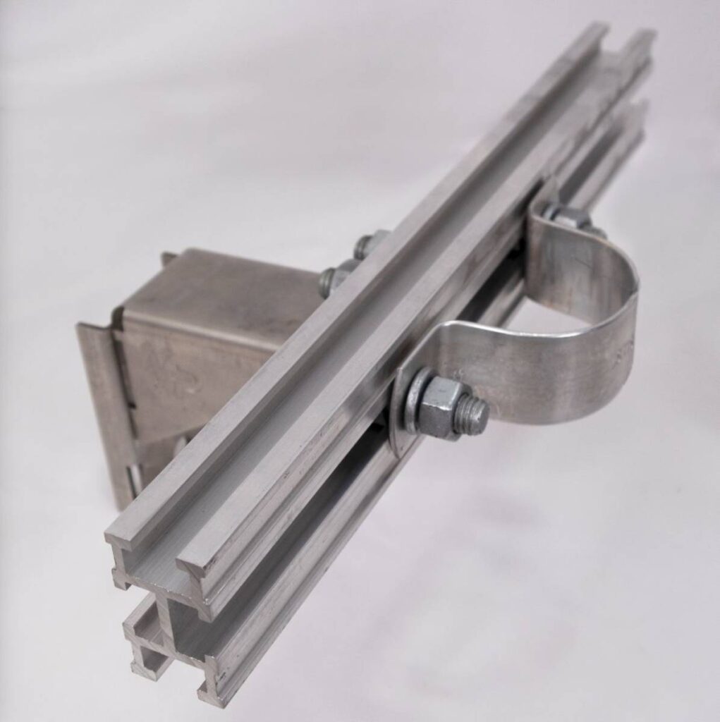 conduit standoff bracket as used in overhead transmission lines