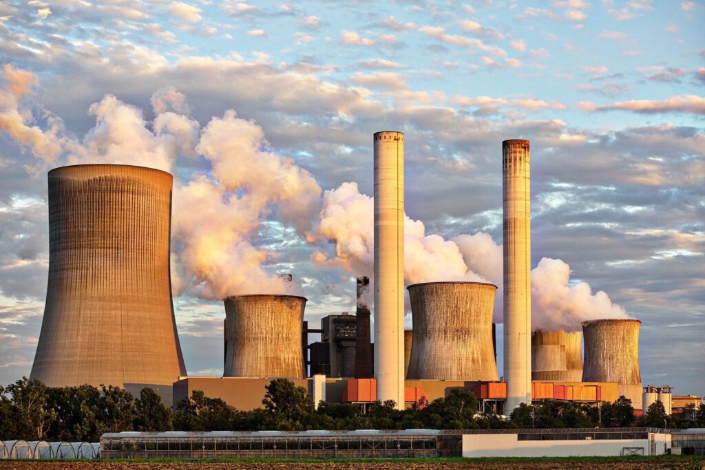 Coal-fired power plants produce greenhouse gas emissions