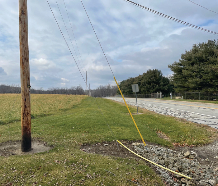 Guy wires supporting tall structures