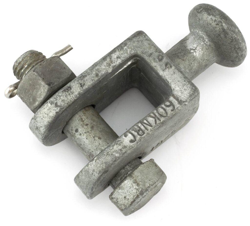 Ball clevis supporting overhead power line components