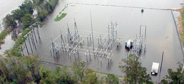 Power infrastructure affected by floods