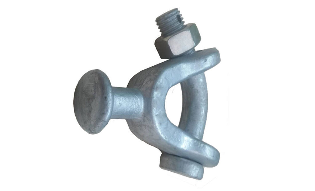 Ball Clevis link insulator strings to overhead conductors