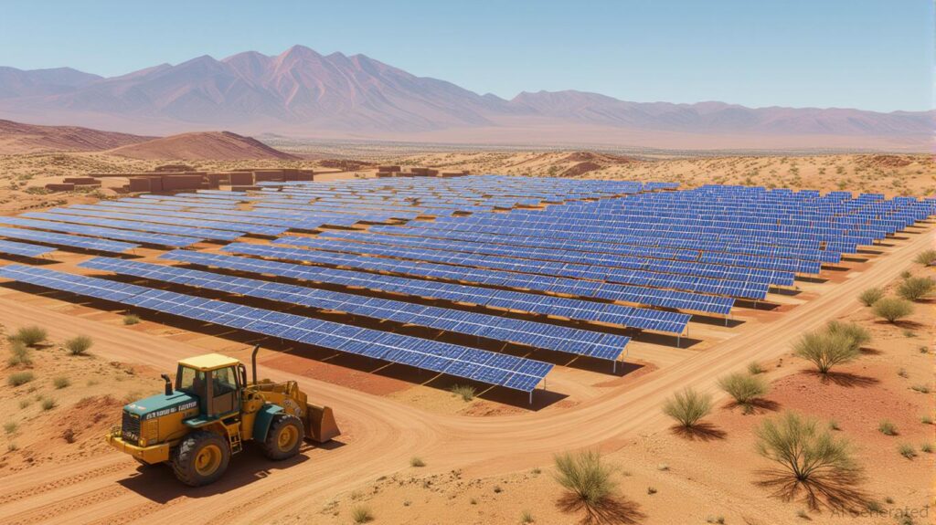 Solar panels powering copper mining operations