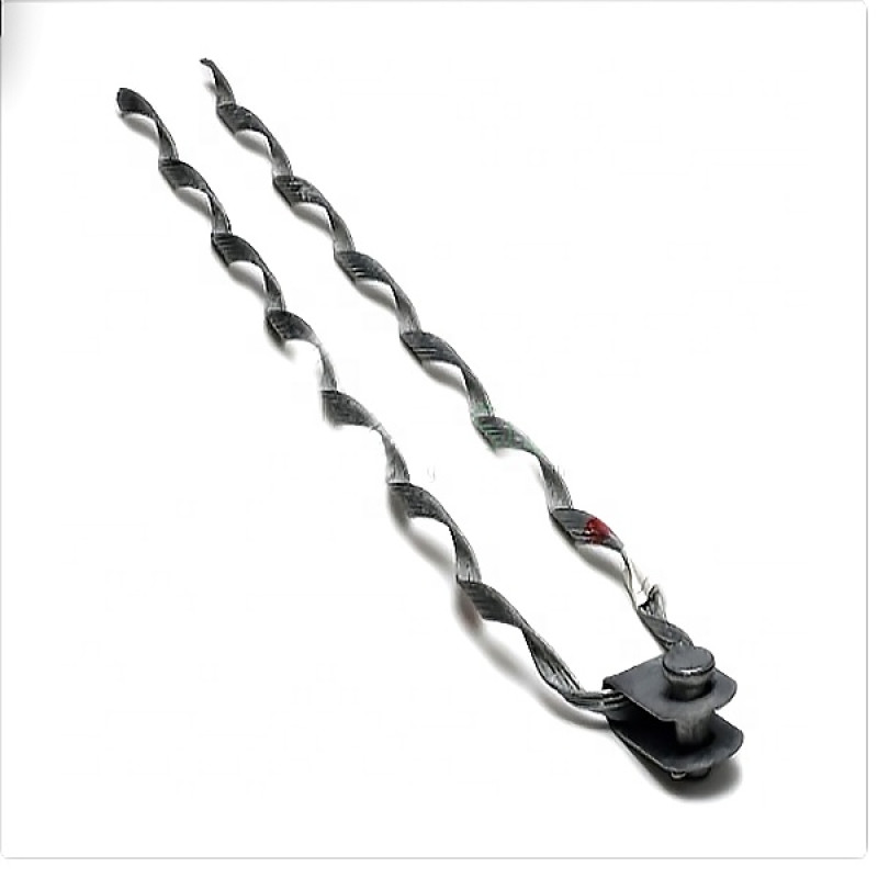 Helical deadend clamps secure conductors at poles