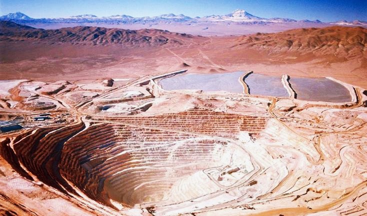 Large-scale copper mines in Chile