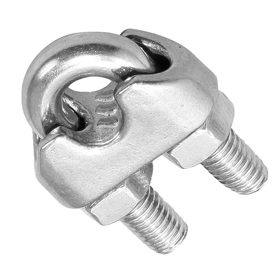 U-bolt guy clamps secure guy wires to solar and wind support infrastructure