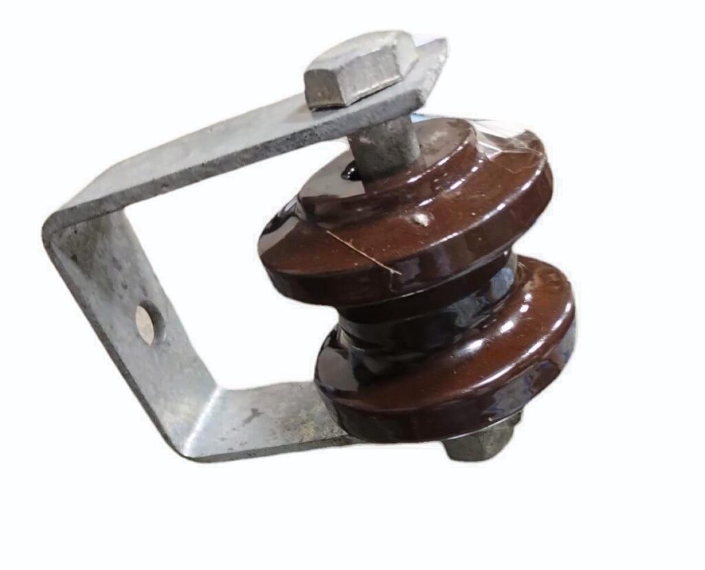 Shackle insulators support conductors on poles